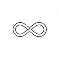 Simple black infinity symbol on a white background. Smooth, continuous line forms a Royalty Free Stock Photo