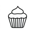 Simple Cupcake Icon Outline Vector Graphic on White Background Royalty Free Stock Photo