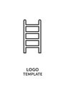 Simple black line art logo features a minimalist ladder with four Royalty Free Stock Photo
