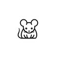 Simple Black Line Drawing of a Cartoon Mouse Royalty Free Stock Photo