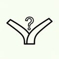 Simple black line drawing of a forked road with a question mark above the junction Royalty Free Stock Photo