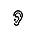 A simple black line drawing of a human ear on a white background. The illustration Royalty Free Stock Photo