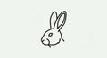 Simple black line drawing of a rabbit s head on a plain white background Royalty Free Stock Photo