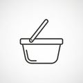 Simple black line drawing of a shopping basket with a handle. The basket features a Royalty Free Stock Photo
