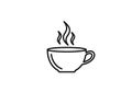 Simple black line drawing of a steaming cup, likely representing Royalty Free Stock Photo