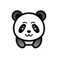 Minimalistic Panda Bear Icon On White Background - High Quality Photo