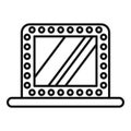 Square makeup mirror with light bulbs standing on a table line icon Royalty Free Stock Photo