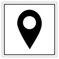 Simple Black Location Marker Icon on White Background