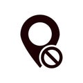 Simple black location pin icon design with circular hole in the center for maps and navigation