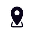Simple black map pin icon with circular center in minimalist design style