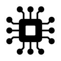 Microchip processor icon black on white. Royalty Free Stock Photo