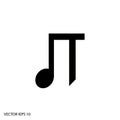 Simple black musical eighth note symbol on white background Royalty Free Stock Photo