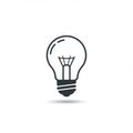 Simple black outline of a classic incandescent light bulb on a white background. The Royalty Free Stock Photo