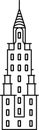 Simple black outline drawing of the CHRYSLER BUILDING, NEW YORK CITY Royalty Free Stock Photo