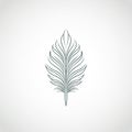 A simple black outline drawing of a feather on a white background. The feather is Royalty Free Stock Photo
