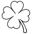 Simple black outline four-leaf clover vector illustration for St. Patrick\'s Day celebrations Royalty Free Stock Photo