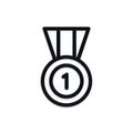Simple black outline icon of first place medal on white background Royalty Free Stock Photo