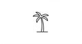 Simple black outline of a palm tree on a white background. The design features a Royalty Free Stock Photo