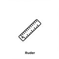 A simple black outline of a ruler is centered on a white background. The ruler is Royalty Free Stock Photo