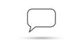 A simple black outline of a speech bubble is centered on a white background Royalty Free Stock Photo