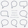 Simple black outline speech bubbles collection