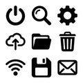 Simple Black Outline Various User Interface Elements Collection Icon Set Royalty Free Stock Photo