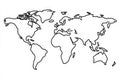 Outline of the world map showing continents and countries in a simple design Royalty Free Stock Photo