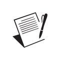 simple black paper and pen icon logo design vector notepad symbol illustration