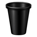 Simple Black Plastic Cup With Smooth Rim On White Background container drink Royalty Free Stock Photo