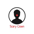 Simple black scary clown icon