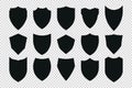 Simple Black Shields Vector Set