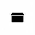 A simple black silhouette of an open box icon on a white background. The design Royalty Free Stock Photo