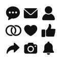Simple Black Social Media Communication Element Sign Shape Icon Collection Royalty Free Stock Photo