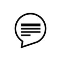 Simple Black Speech Bubble Icon with Horizontal Lines Representing Text chat message Royalty Free Stock Photo