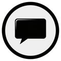 Simple Black Speech Bubble Icon Inside a Black and White Circle on a White Background chat Royalty Free Stock Photo