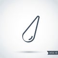 Black teardrop shaped icon with a thin outline and a small curved line Royalty Free Stock Photo