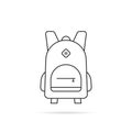 Simple black thin line backpack icon