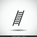 Simple black vector icon of a ladder on a plain white background. The ladder is depicted at a Royalty Free Stock Photo