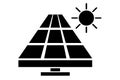Simple Black Vector Icon, Solar Panel at direct sun shine Royalty Free Stock Photo