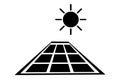 Simple Black Vector Icon, Solar Panel at direct sun shine Royalty Free Stock Photo
