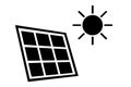Simple Black Vector Icon, Solar Panel at direct sun shine Royalty Free Stock Photo