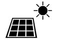 Simple Black Vector Icon, Solar Panel at direct sun shine Royalty Free Stock Photo