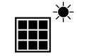 Simple Black Vector Icon, Solar Panel at direct sun shine Royalty Free Stock Photo