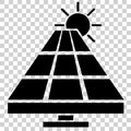 Simple Black Vector Icon, Solar Panel at direct sun shine, at transparent effect background Royalty Free Stock Photo