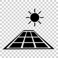 Simple Black Vector Icon, Solar Panel at direct sun shine, at transparent effect background Royalty Free Stock Photo