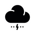 Simple black vector icon with a theme cloud, lightning, hail Royalty Free Stock Photo