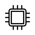 Simple black vector icon with a theme computer processor Royalty Free Stock Photo