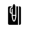 Simple black vector icon with a theme notepad and pen Royalty Free Stock Photo