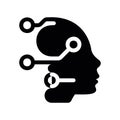 Simple black vector icon with a theme robot, bot,human head, cyborg Royalty Free Stock Photo