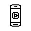 Simple black vector icon with a theme smartphone, play Royalty Free Stock Photo